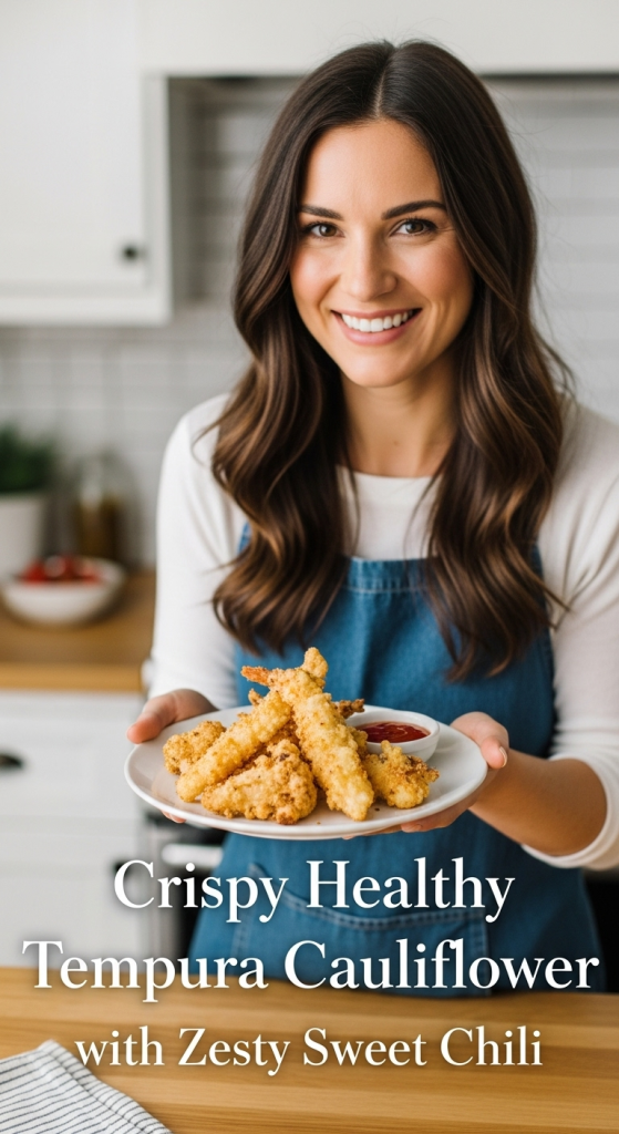 Crispy Healthy Tempura Cauliflower with Zesty Sweet Chili