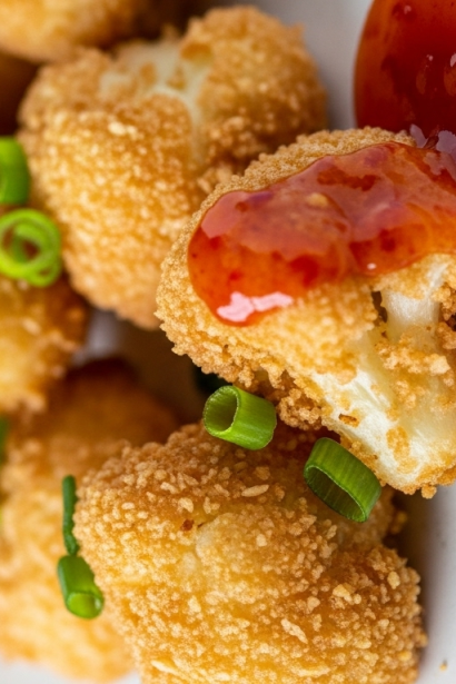 Crispy Healthy Tempura Cauliflower with Zesty Sweet Chili