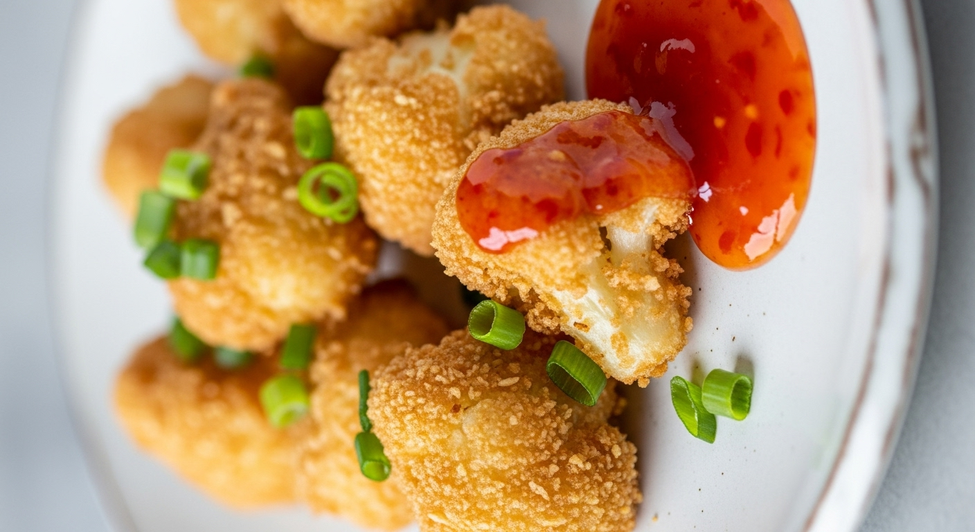 Crispy Healthy Tempura Cauliflower with Zesty Sweet Chili