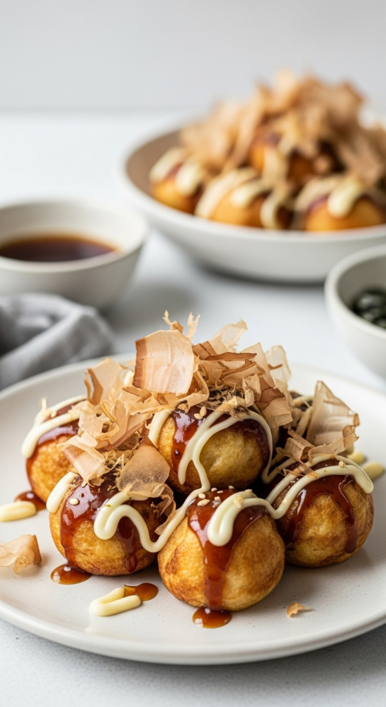 Savor the Best Japanese Takoyaki Topped with Bonito Flakes