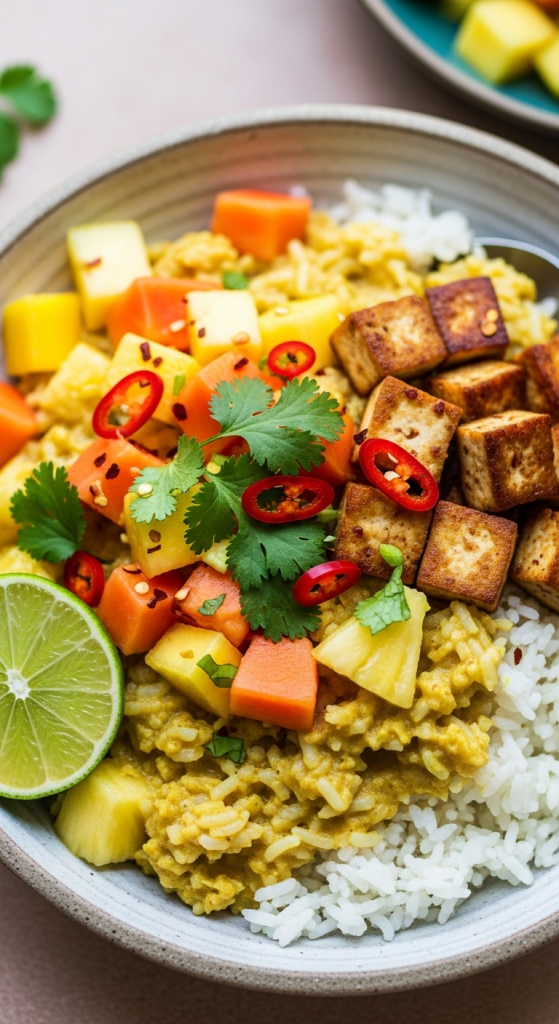 Tropical Vegan Coconut Curry Rice Bowls: A Flavorful Delight