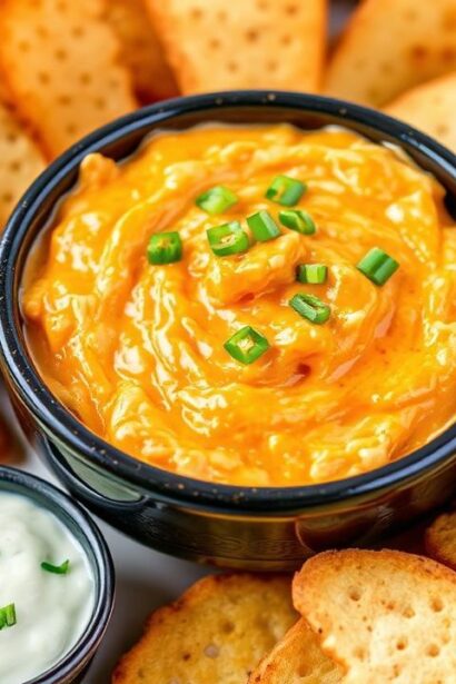 غمس دجاج بوفالو حار كريمي في وعاء مع خبز مقرمش