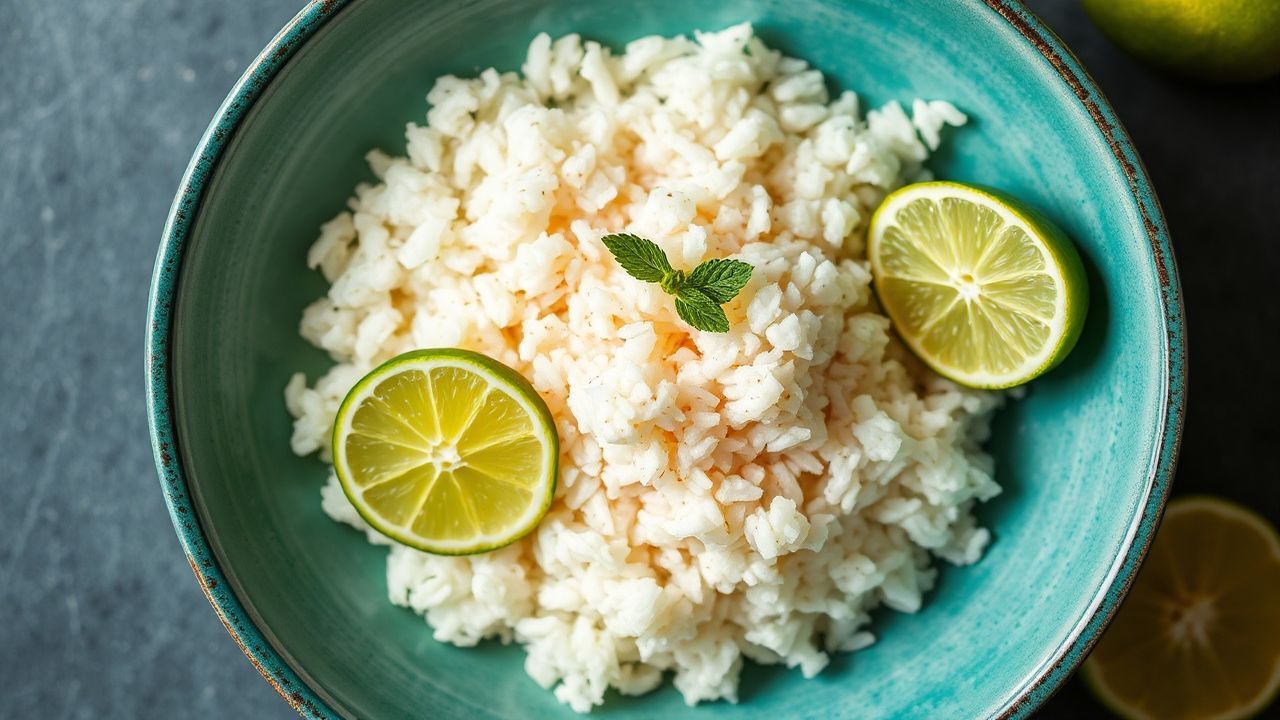 طبق أرز جوز الهند والليمون الكريمي، قوام ناعم ولمسة حامضة
