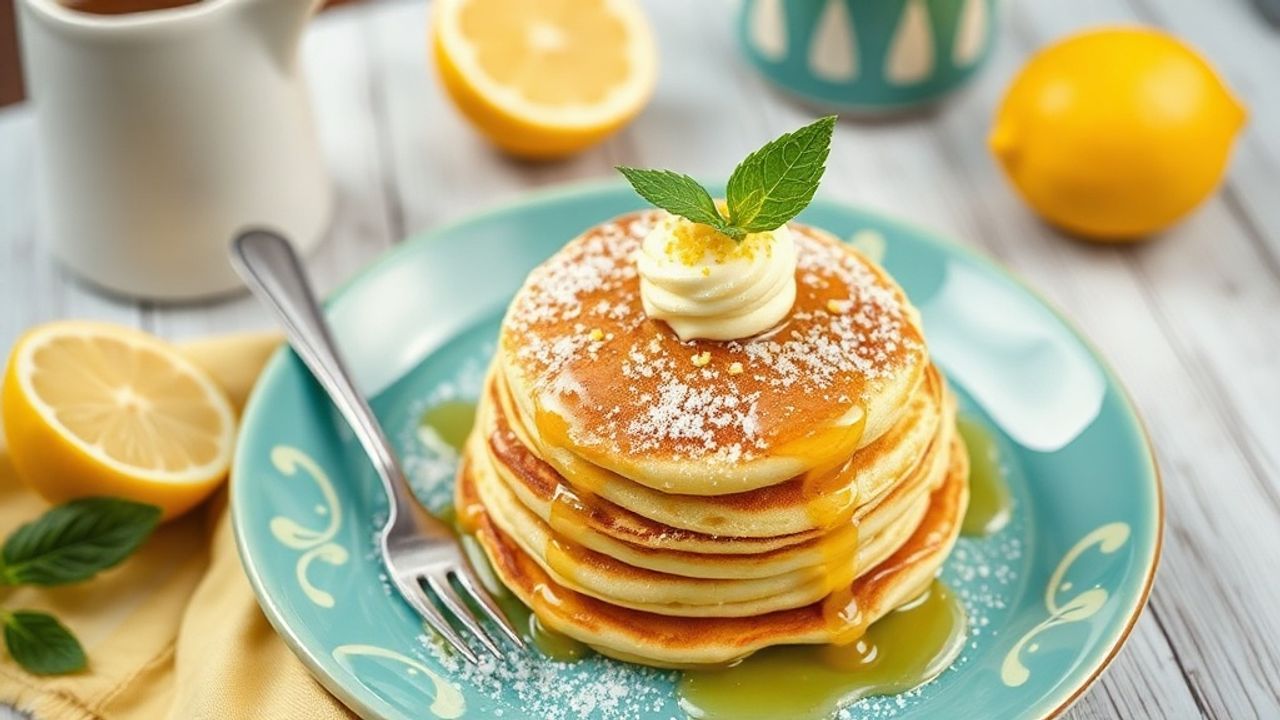 فطائر ليمون مبهجة على طبق مع شرائح ليمون وصباح مشمس