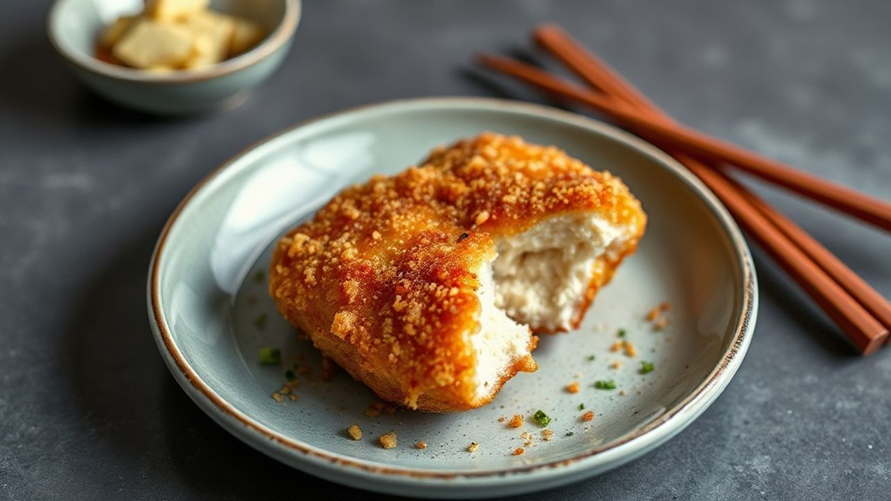 شريحة دجاج كاتسو مقلية ذهبية مقرمشة ولذيذة مع صلصة