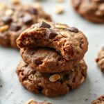 بسكويت شوفان بالشوكولاتة طري ولذيذ وصحي على طبق خشبي