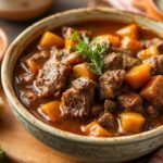 يخنة لحم بقر منزلية غنية مع خضراوات وطعم مريح وكلاسيكي