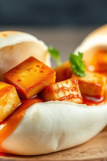 باو محشو بتوفو بصلصة شطة حلوة وخضار طازجة