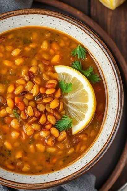 شوربة عدس تركية غنية مع لمسة ليمون حامضة ومغذية