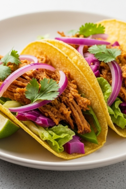 Jackfruit Carnitas Tacos with Zesty Pickled Onions Delight
