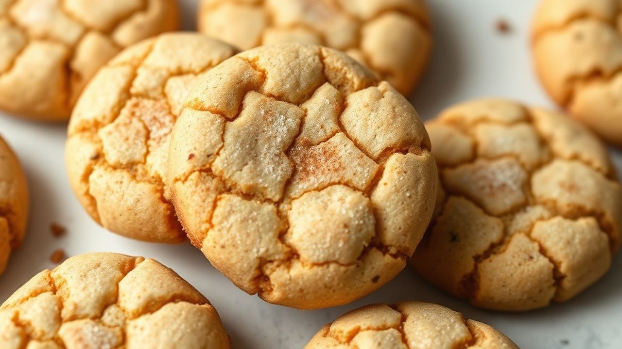 Freshly baked Snickerdoodle Cookies cooling on wire rack with cinnamon sugar dusting