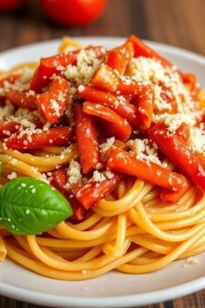 صحن بيني أرّابياتّا حار مع صلصة طماطم وفلفل حار وزيت زيتون