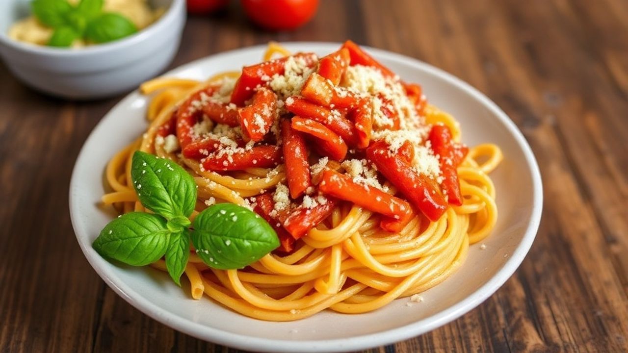 صحن بيني أرّابياتّا حار مع صلصة طماطم وفلفل حار وزيت زيتون