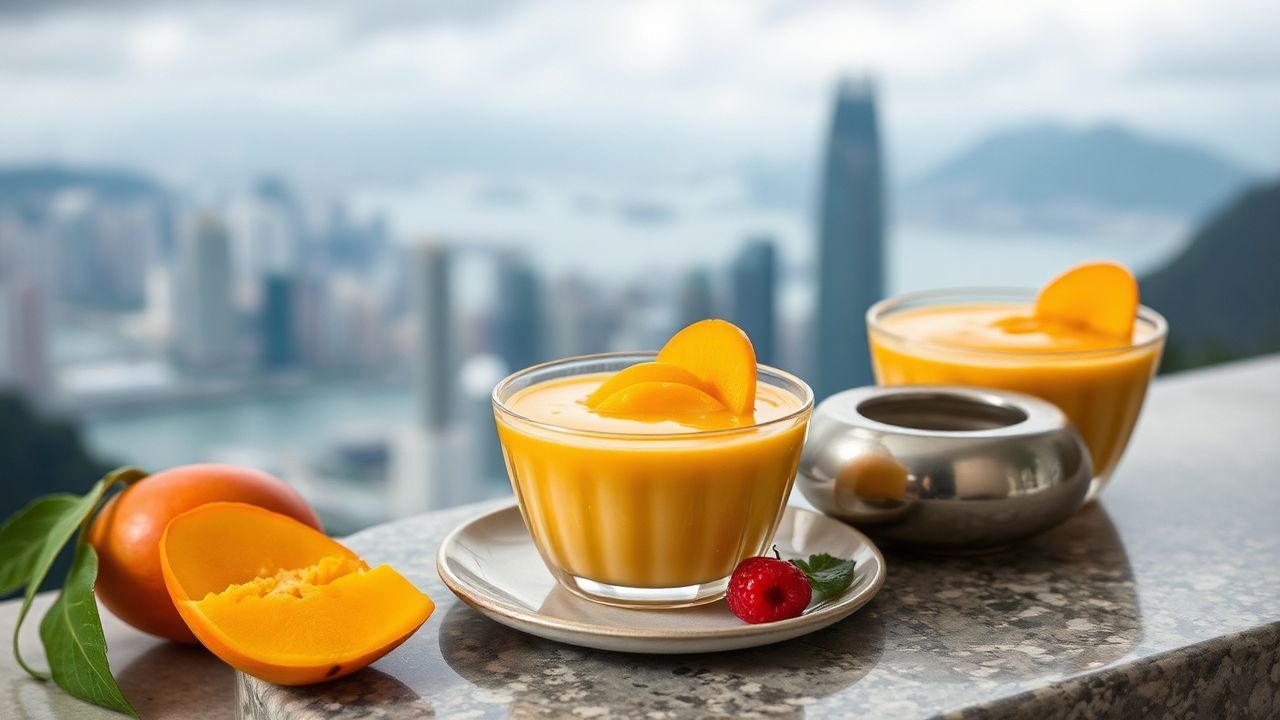 حلوى مانجو هونغ كونغ كريمية ناعمة، لمسة فخمة من الإغراء (المانجو بودينغ)