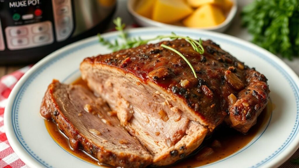 لحم مطهو في القدر الفوري، طري يذوب في الفم مع مرق غني