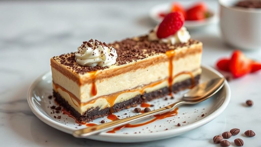 Vietnamese Coffee Tiramisu dessert in a layered view