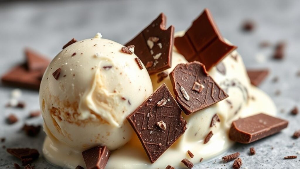 Stracciatella gelato with creamy vanilla and chocolate shards