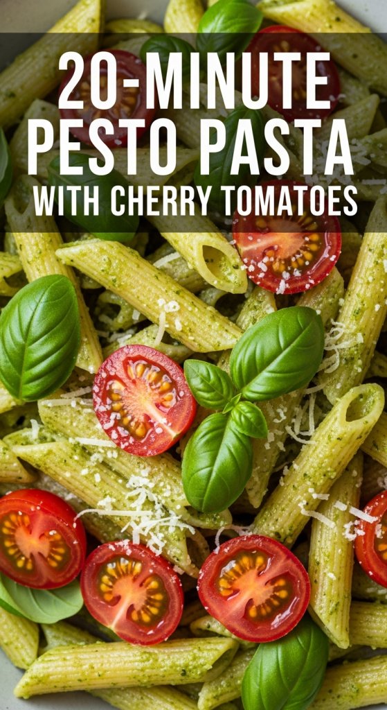 20-Minute Pesto Pasta with Cherry Tomatoes 