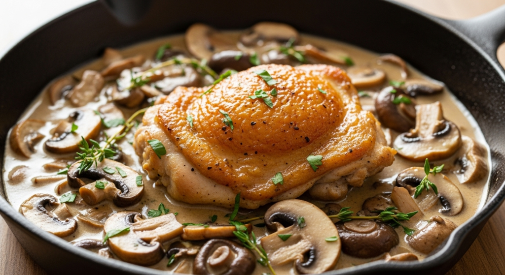 20-Minute Skillet Chicken with Mushroom Sauce: Wholesome & Quick & Creamy