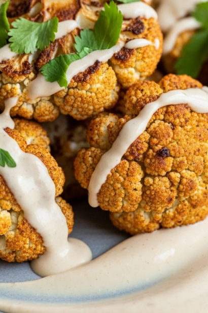 A Amazing Shawarma-Spiced Roasted Cauliflower with Creamy Tahini Drizzle