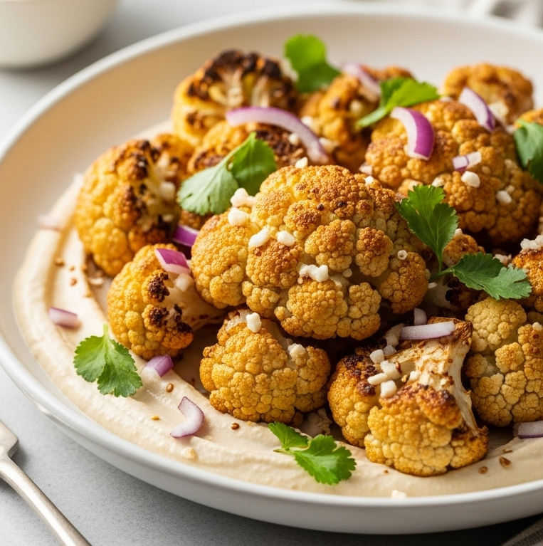 A Amazing Shawarma-Spiced Roasted Cauliflower with Creamy Tahini Drizzle