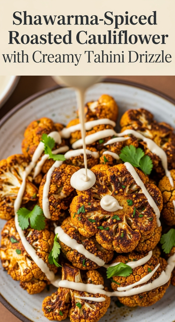 A Amazing Shawarma-Spiced Roasted Cauliflower with Creamy Tahini Drizzle