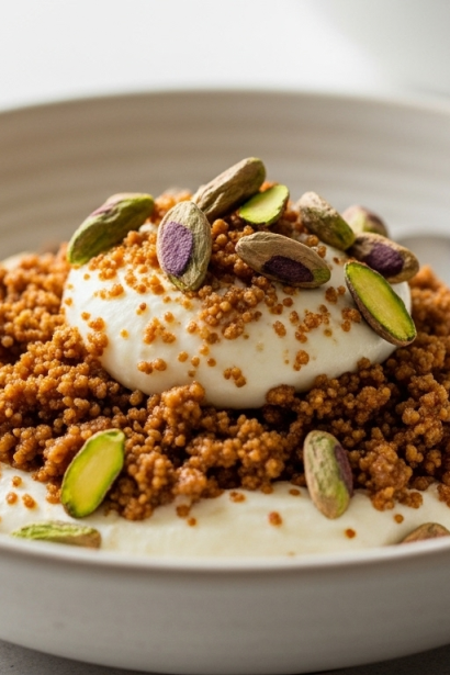 Aromatic Cardamom Rice Pudding Topped with Crunchy Pistachios