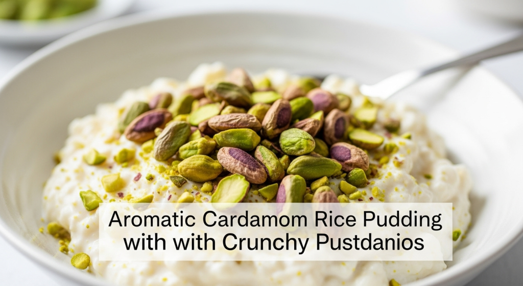 Aromatic Cardamom Rice Pudding Topped with Crunchy Pistachios