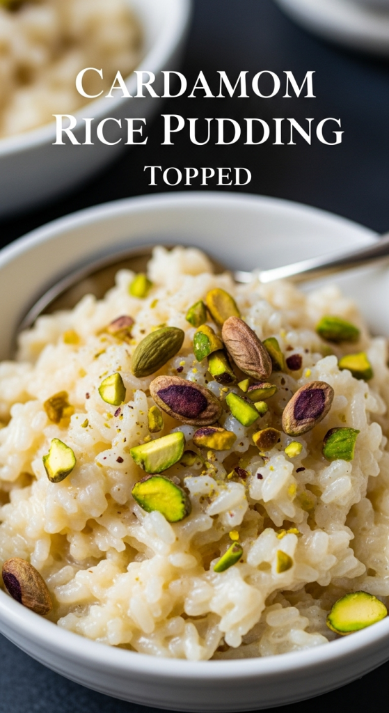 Aromatic Cardamom Rice Pudding Topped with Crunchy Pistachios