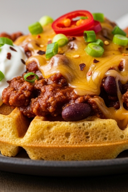 Best Savory Cornbread Waffles with Chili and Cheddar Flair