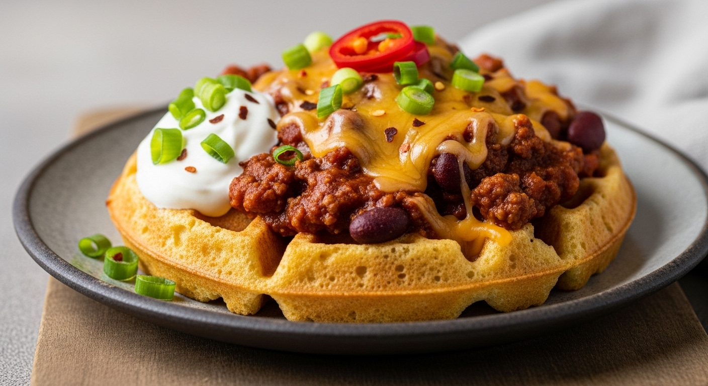Best Savory Cornbread Waffles with Chili and Cheddar Flair
