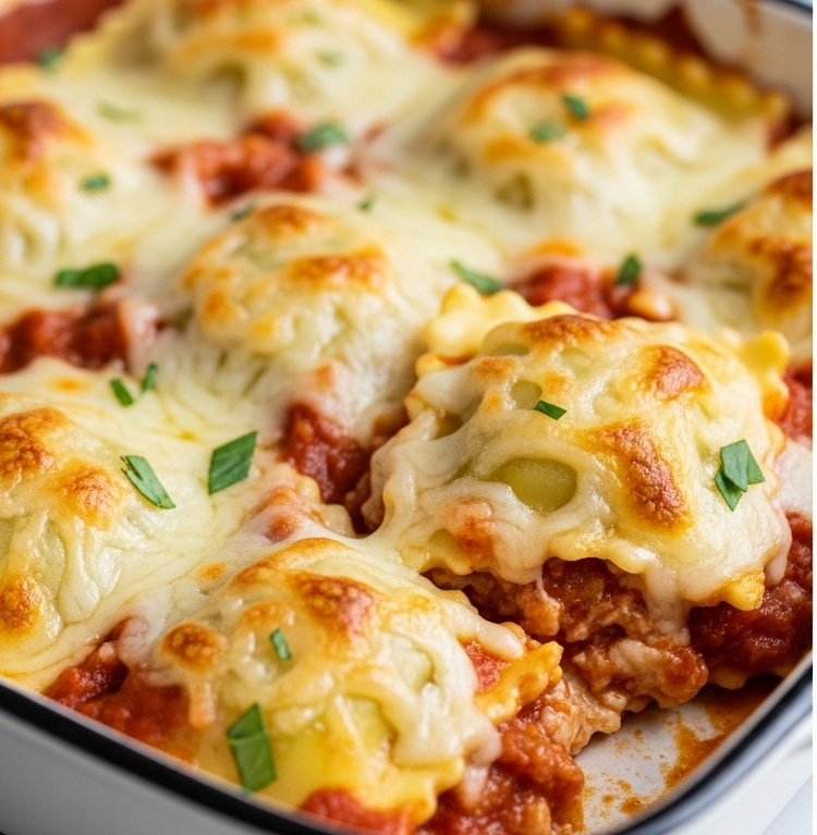 Cheesy Ravioli Lasagna Bake No-Boil Easy Dinner Hack 