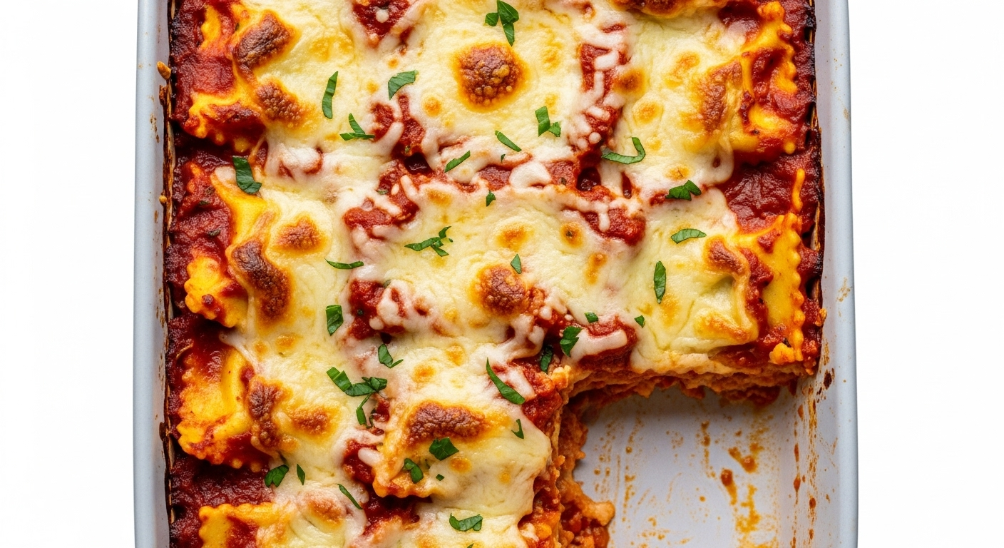Cheesy Ravioli Lasagna Bake No-Boil Easy Dinner Hack
