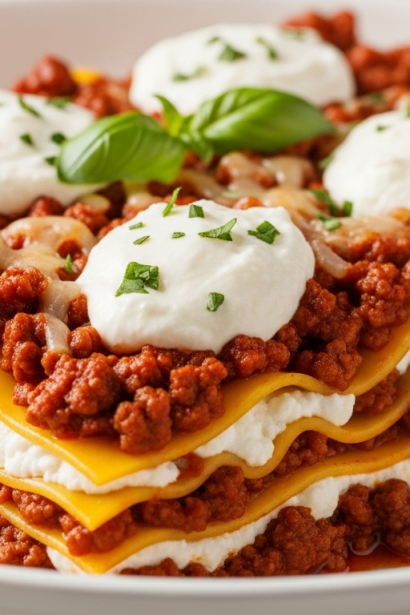 Classic Lasagna with Ricotta & Meat Sauce