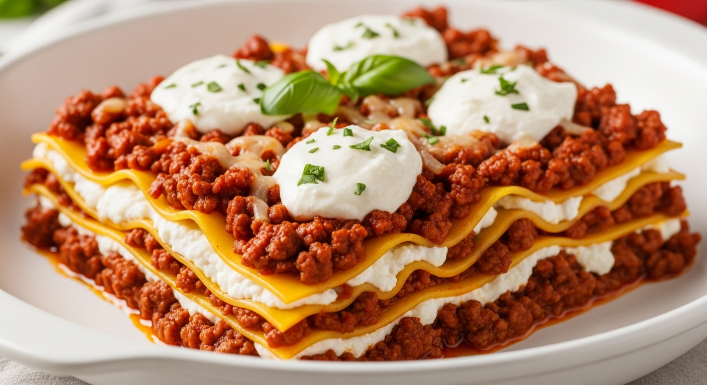 Classic Lasagna with Ricotta & Meat Sauce