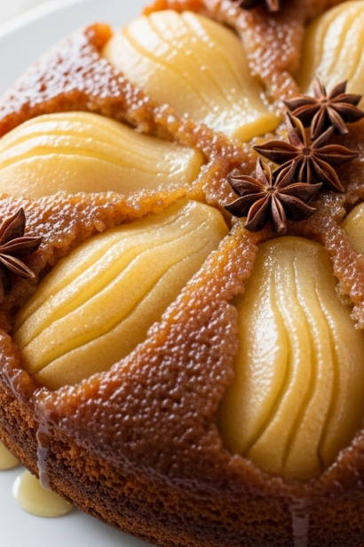 Cozy Winter Spiced Pear Upside-Down Cake Delight