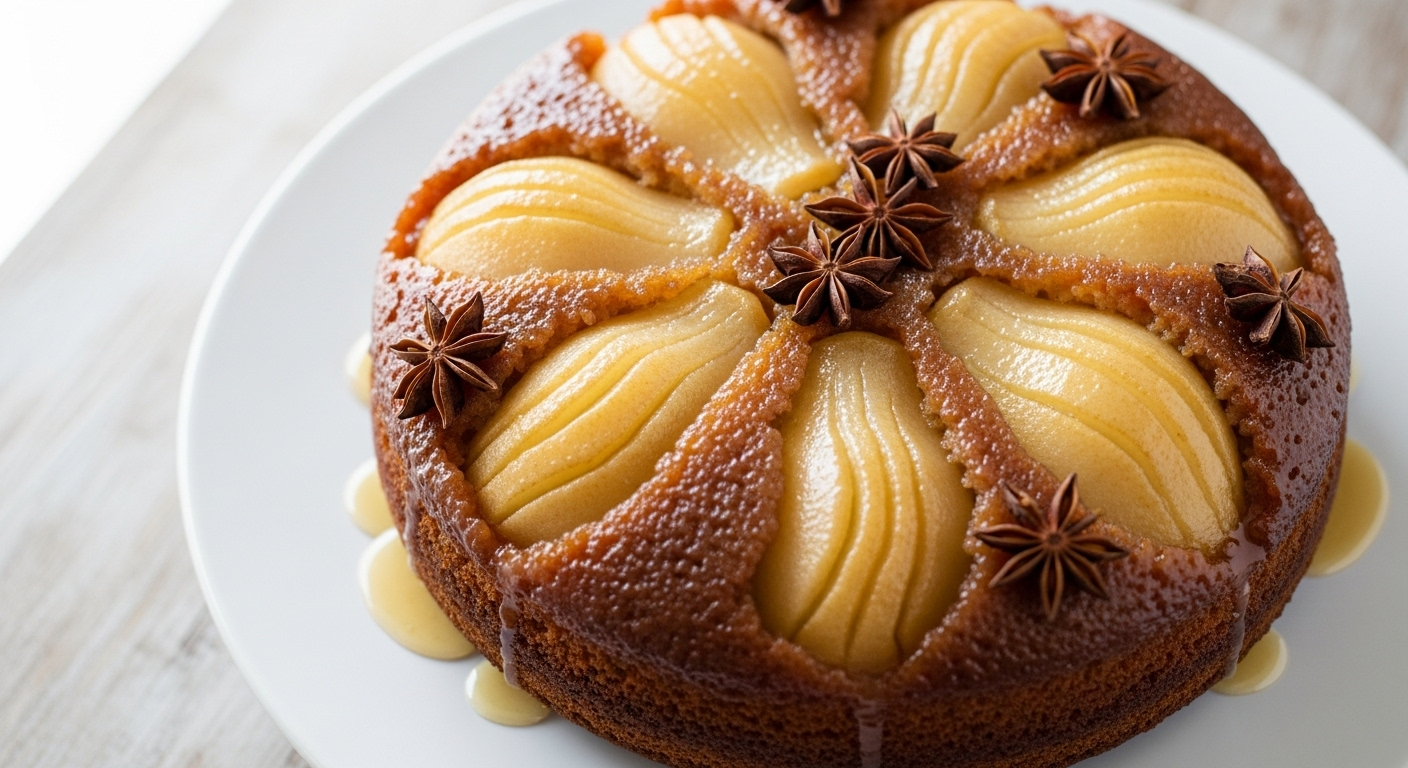 Cozy Winter Spiced Pear Upside-Down Cake Delight