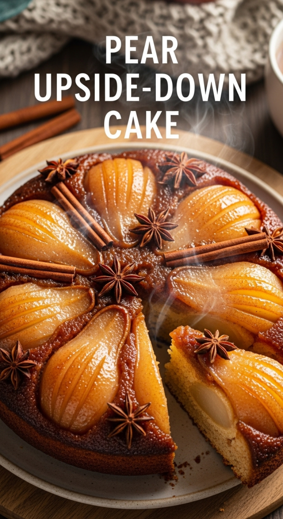 Cozy Winter Spiced Pear Upside-Down Cake Delight