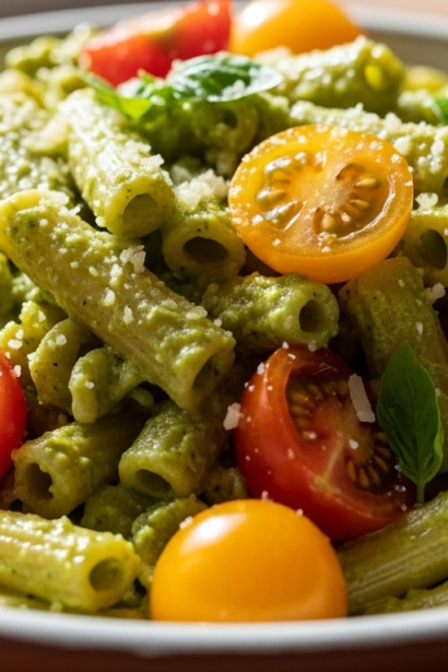 Creamy Pesto Pasta with Cherry Tomatoes: A Flavorful Twist