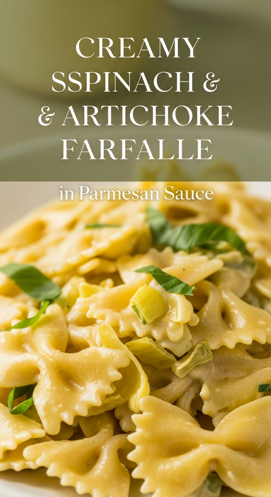 Creamy Spinach & Artichoke Farfalle in Parmesan Sauce