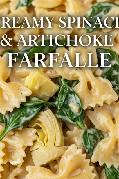 Creamy Spinach & Artichoke Farfalle in Parmesan Sauce
