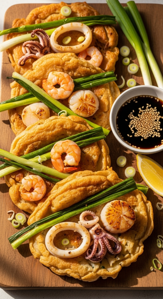 Crispy Seafood & Scallion Pancakes: A Flavorful Delight