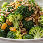 Irresistible Crunchy Broccoli Salad with Sweet Raisins & Sunflower Seeds