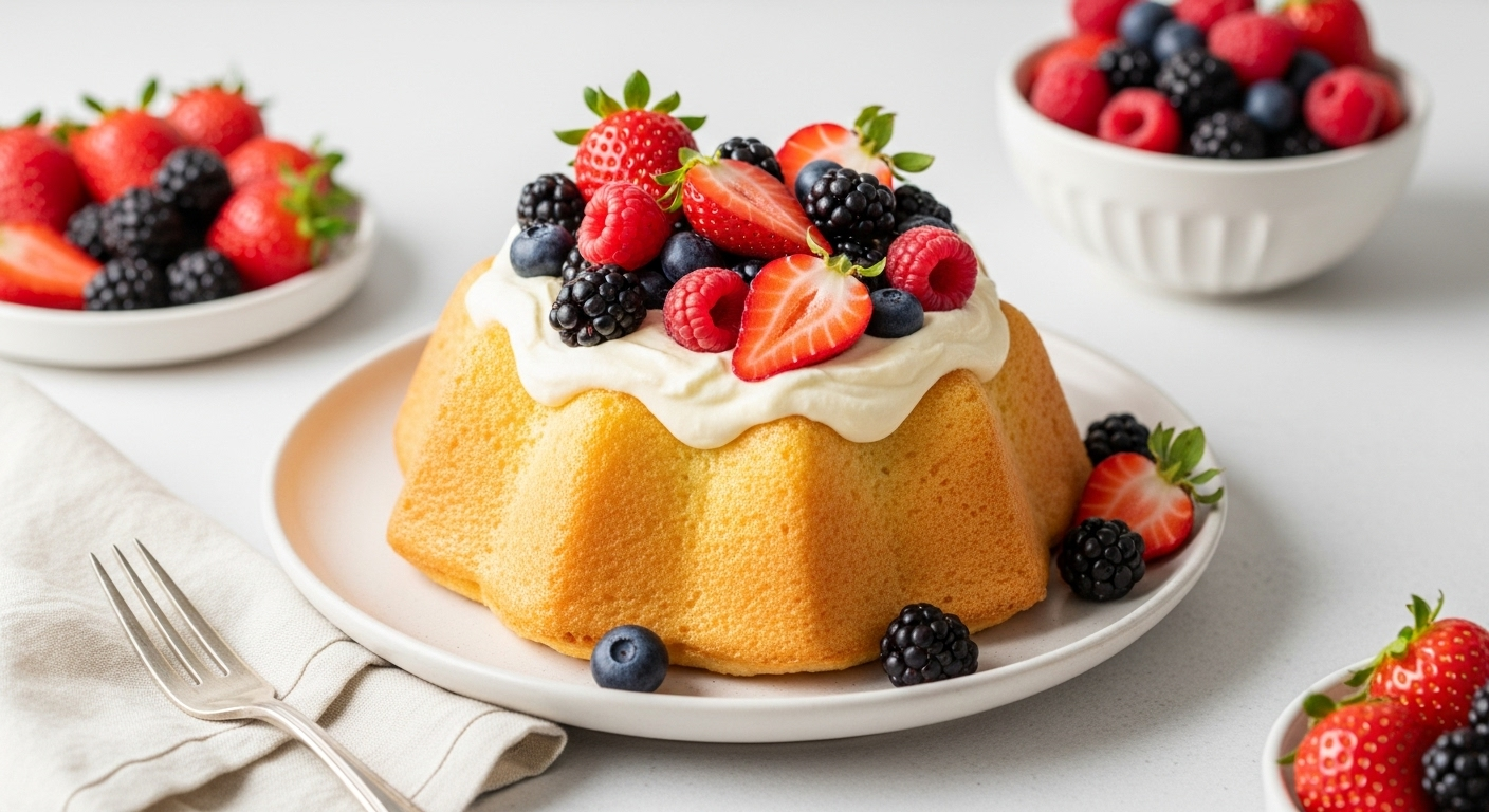 Decadent Angel Food Cake with Lush Fresh Berries Bliss