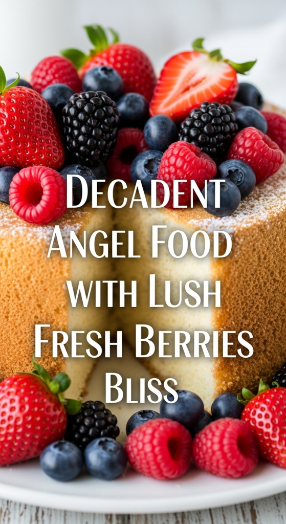 Decadent Angel Food Cake with Lush Fresh Berries Bliss