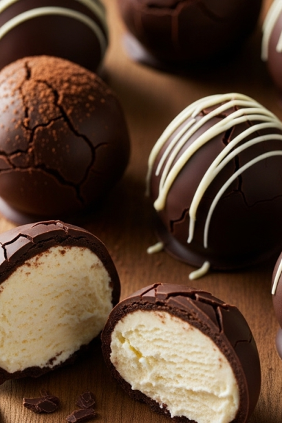 Decadent Ice Cream Truffles Dipped in Rich Chocolate Bliss