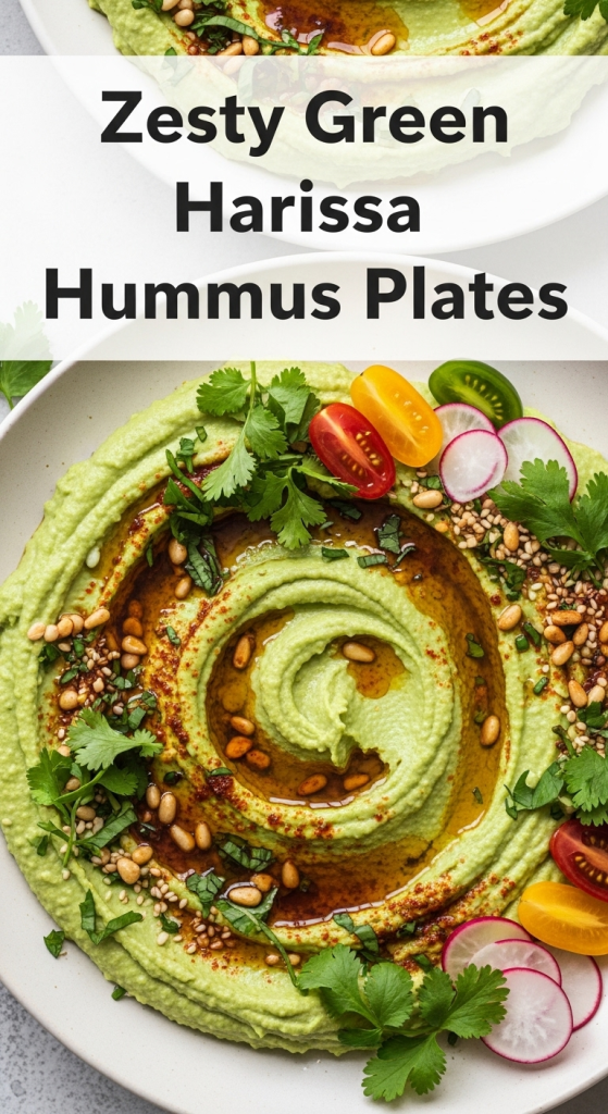 Easy and Zesty Green Harissa Hummus Plates: Brighten Your Table