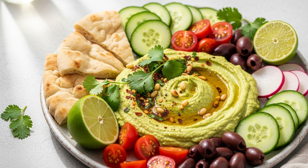 Easy and Zesty Green Harissa Hummus Plates: Brighten Your Table