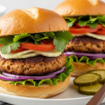 Healthy Banh Mi-Inspired Turkey Burgers with Zesty Pickled Veggies