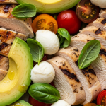 Healthy Grilled Chicken & Avocado Caprese Salad Delight: Savor Summer